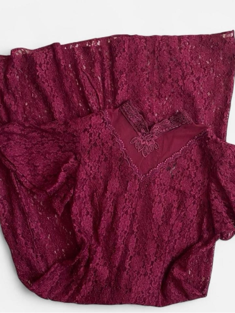 Vintage magenta sheer all lace floral dress